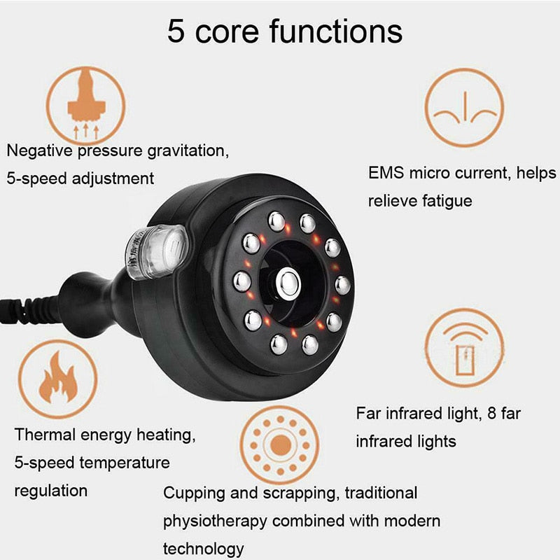 Electric Scraping Lymphatic Cupping guasha Device Therapy Massager Body Relaxation Stimulate Acupoints Detoxification Machine.