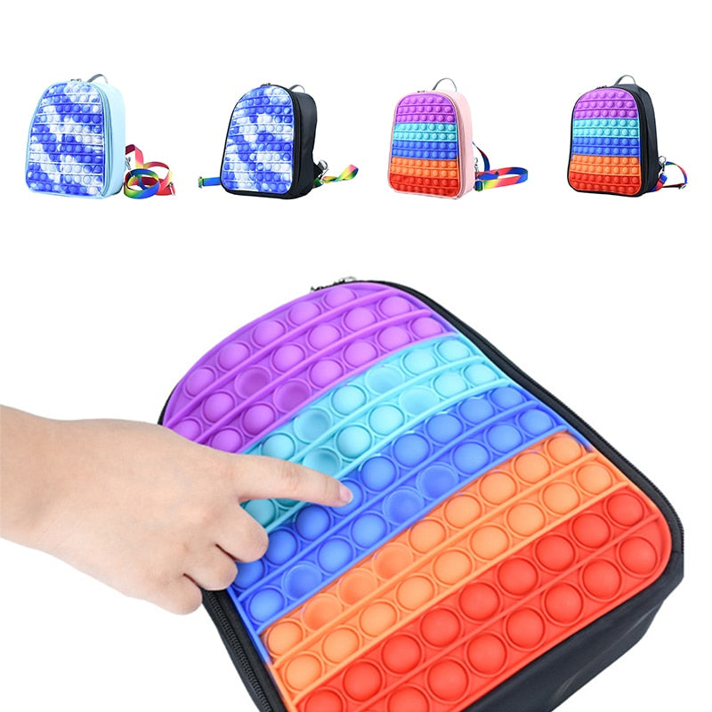 New Backpack Pop Silicone Push Bubble Backpack Student Bag Sensory Anti-stress Pops Boy Girl Backpack Children Relax Fidget Toys.