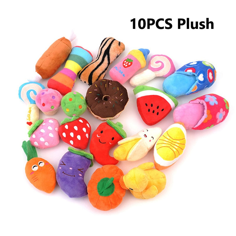 10PCS Randomly Puppy Pet Toys For Small Dogs Rubber Resistance To Bite Dog Toy Teeth Cleaning Chew Training Toys Pet Supplies