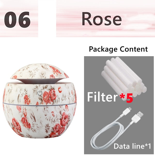 Mini Air Humidifier Ultrasonic USB Aroma Diffuser Wood Grain LED Night Light Electric Essential Oil Diffuser Aromatherapy Home.