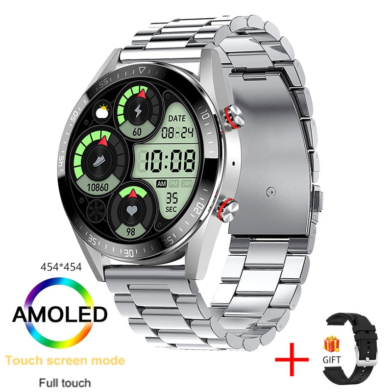 2021 New 454*454 Screen Smart Watch Always Display The Time Bluetooth Call Local Music Smartwatch For Mens Android TWS Earphones.