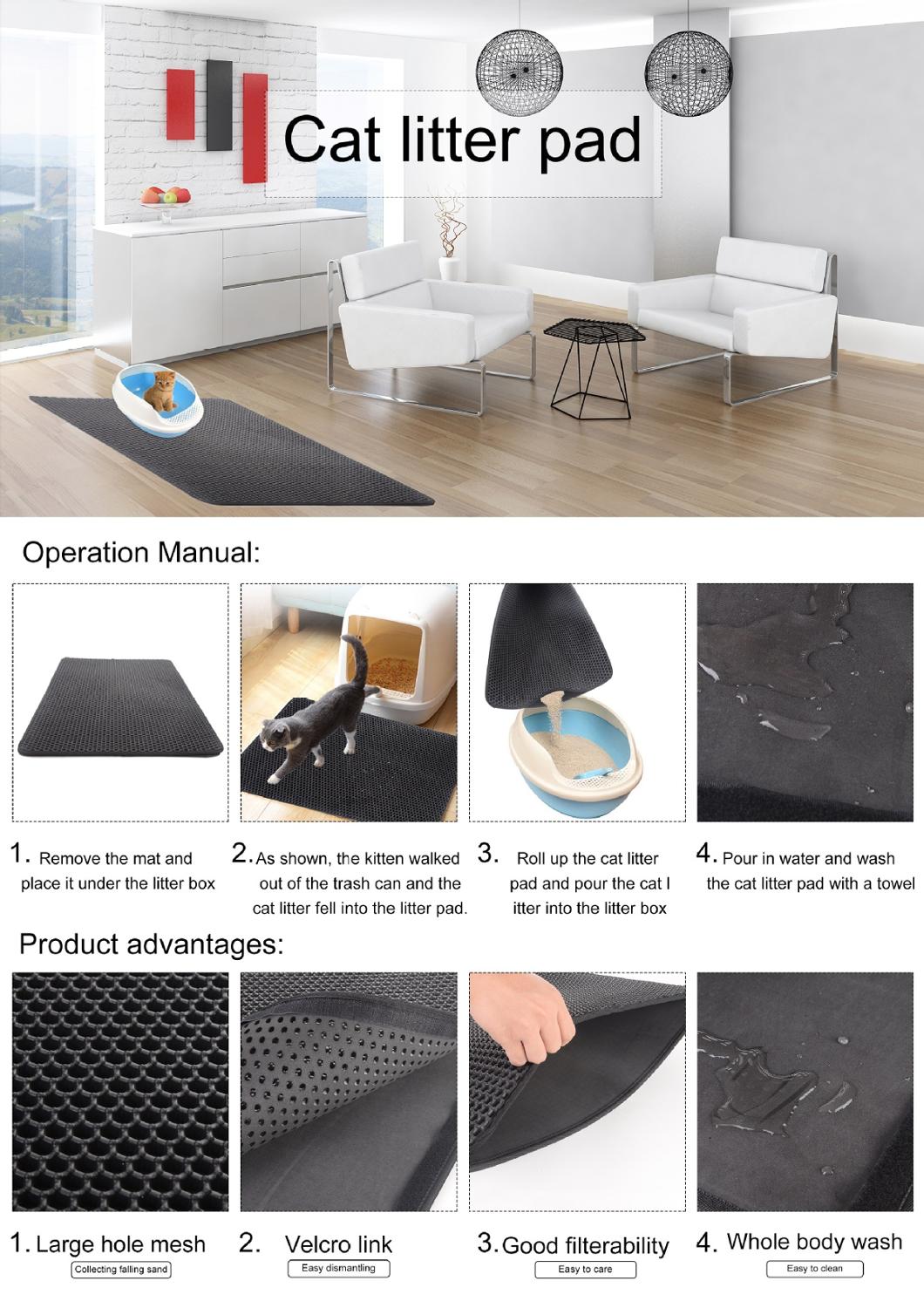 Cat Kitten Litter Mat Pet Double Layer Waterproof Underpad Litter Box Mat Cushion Pet Supplies Products Accessories For Cats