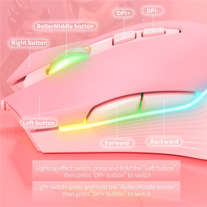 ONIKUMA CW905 6400 DPI Wired Gaming Mouse USB Game Mice 7 Buttons Design Breathing LED Colors for Laptop PC Gamer.