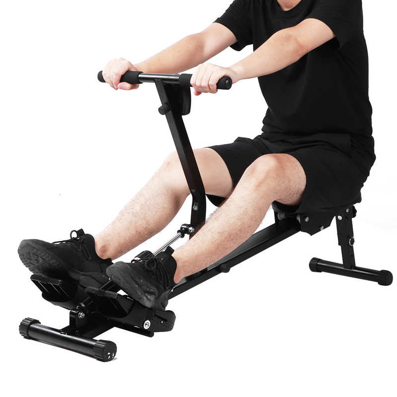 Home Foldable Fitness Rowing Machine Adjustable Resistance Rower with Digital Indicator Hydraulic Fitness Rowing Equipment