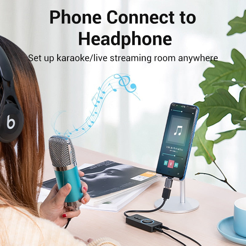 Vention USB External Sound Card USB to 3.5mm Audio Adapter USB to Earphone Microphone for Macbook Computer Laptop PS4 Sound Card.