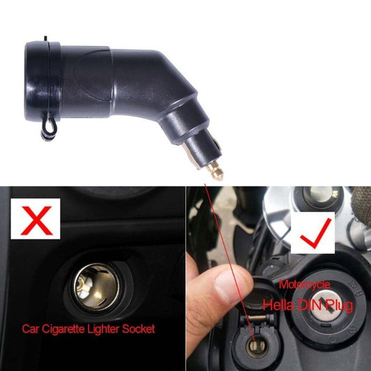 3.3A DIN Hella Powerlet Plug to Dual USB Charger Adapter for BMW Ducati Triumph Motorcycle iPhone, and GPS SatNav (Angled).