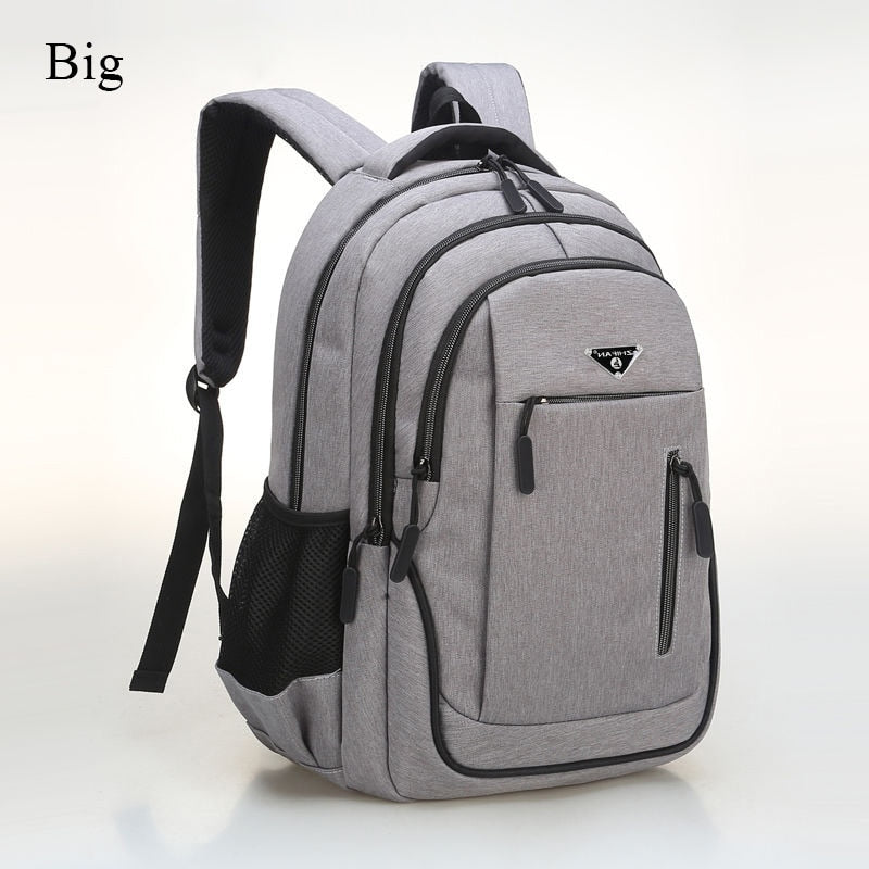 Big Capacity Men Backpack Laptop 15.6 Oxford Gray Solid High School Bags Teen College Student Back Pack Multifunctional Bagpack.