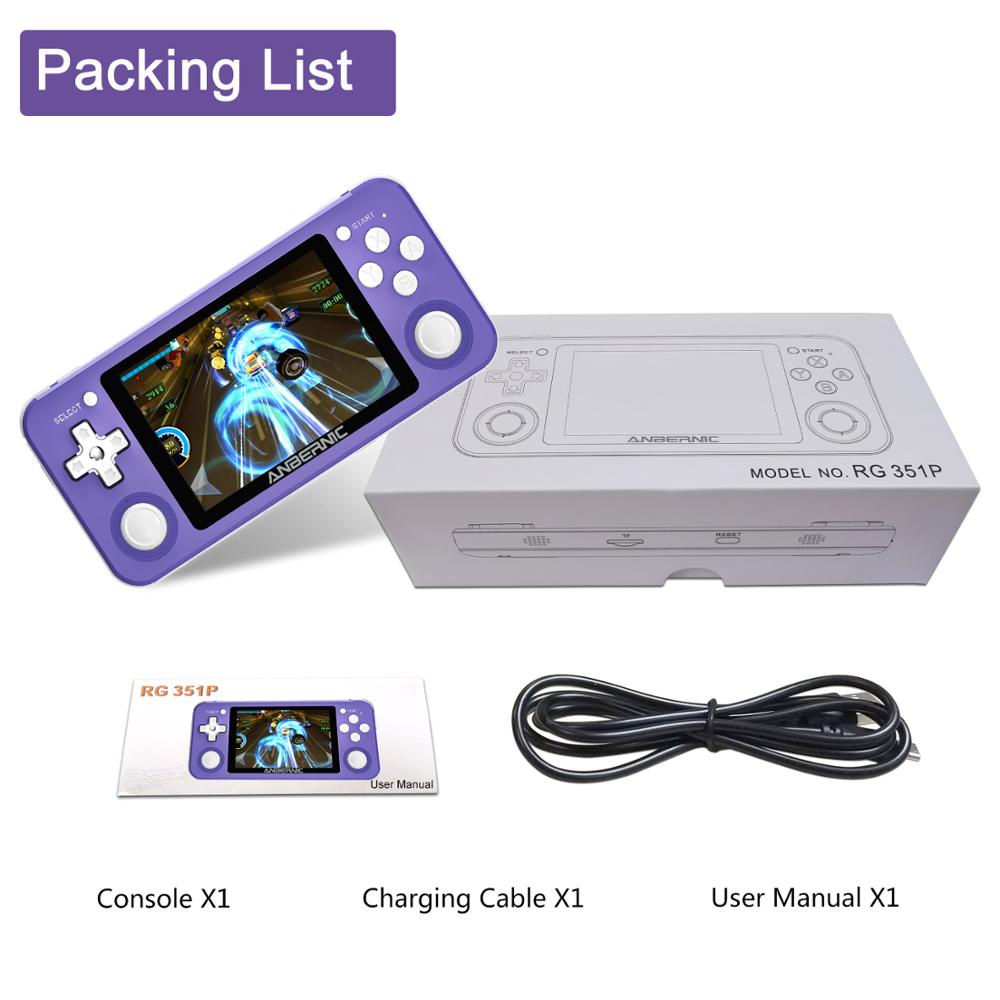 RG351P ANBERNIC Retro Game PS1 RK3326 64G Open Source System 3.5 inch IPS Screen Portable Handheld Game Console RG351gift 2400.