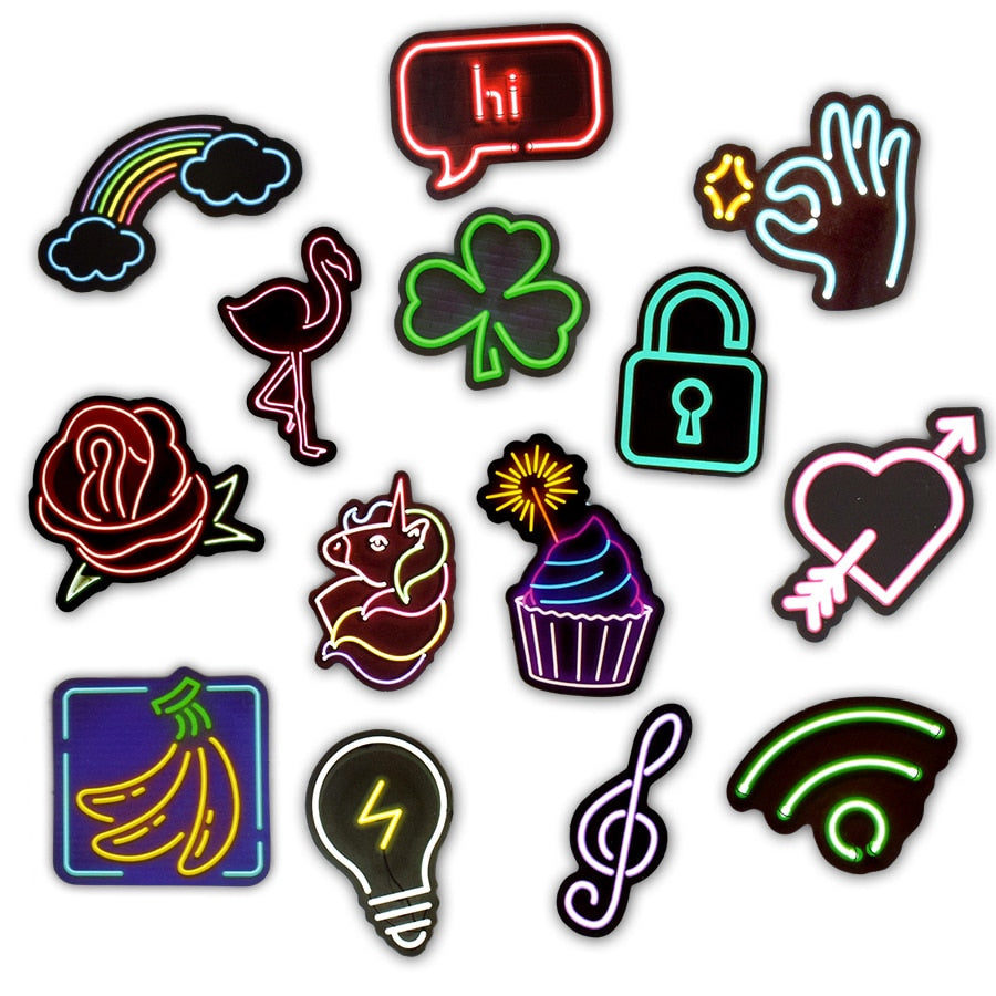 50 PCS Neon Light Sticker Gifts Toys for Children Anime Animal Cute Decals Stickers to Laptop Phone Suitcase Guitar Fridge Car.