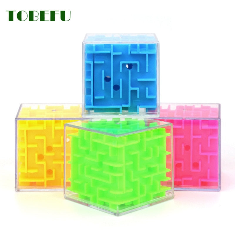 TOBEFU 3D Maze Magic Cube Transparent Six-sided Puzzle Speed Cube Rolling Ball Game Cubos Maze Toys for Children Educational.