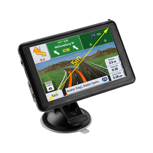 5 Inch Car GPS 8G 256M Navigation System Latest Map Touchscreen With Voice Guidance Speed Camera Warning For Auto Truck Vehicle.