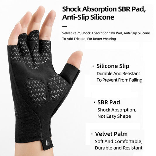 ROCKBROS Autumn Spring Road Bike Gloves Cycling Gloves SBR Pad Half Finger Bicycle Goves Men Women Breathable Shockproof Gloves.