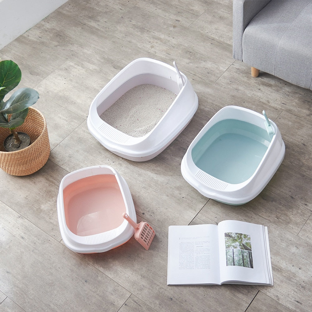 Pet Cat Toilet Semi-enclosed high fence detachable cat litter box cat toilet Dog Tray Clean Scoop Home Plastic Sand Box Supplies