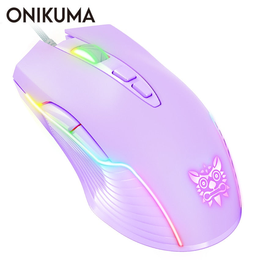 ONIKUMA CW905 6400 DPI Wired Gaming Mouse USB Game Mice 7 Buttons Design Breathing LED Colors for Laptop PC Gamer.