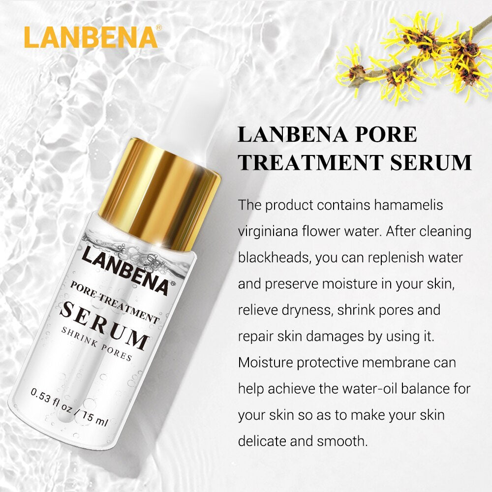 LANBENA 4PCS Hyaluronic Acid Serum+ Vitamin C Serum+ 24K Gold Serum+Pore Treatment Serum Face Serum