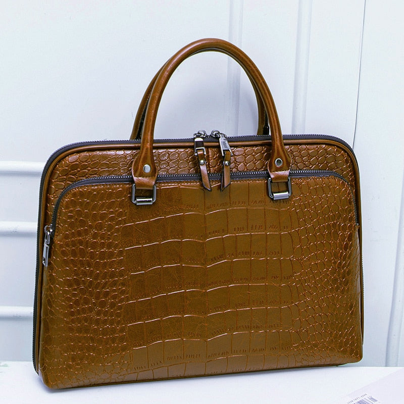 Fashion Women's Leather Briefcase For 13.3" 14.1 Inch Laptop Handbag 2022 Girls Shoulder Bags Woman Work Office Leather Handbags.