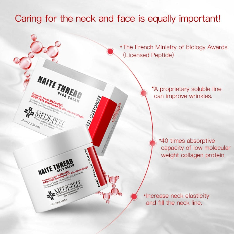 REAL Korea hydrolyzed collagen peptides for face Peptide Thread Neck Cream anti wrinkle anti aging whitening skin 5% adenosine