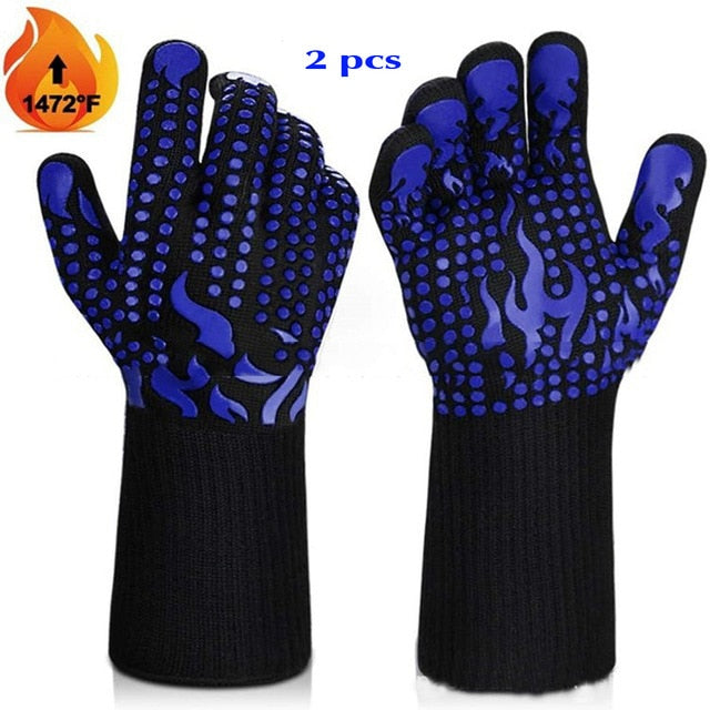 Barbecue anti-scald gloves Heat Glove Resistant BBQ Oven Gloves Kitchen Fireproof Gloves Anti-slip Gloves for Baking Cooking