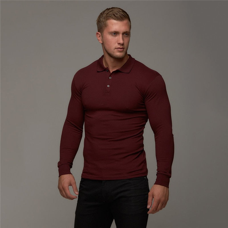 New Brand Cotton Breathable Men's Polo Shirt Fitness Men Cotton Long Sleeve Poloshirt Brands Clothing Autumn Mens Polo Shirts