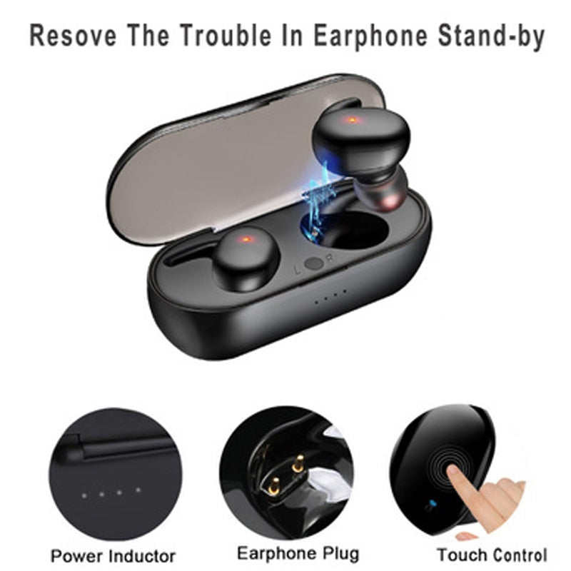 Y30 TWS Wireless Headphones Bluetooth Touch Control Sport Headset Waterproof Microphone Music Earphones Works On All Smartphones.