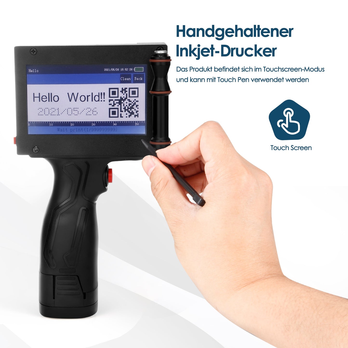 Online QR Bar Batch Code Date Number Logo Expiry Date Label Portable Hand Jet Handheld Thermal Inkjet Printer + Ink Cartridge