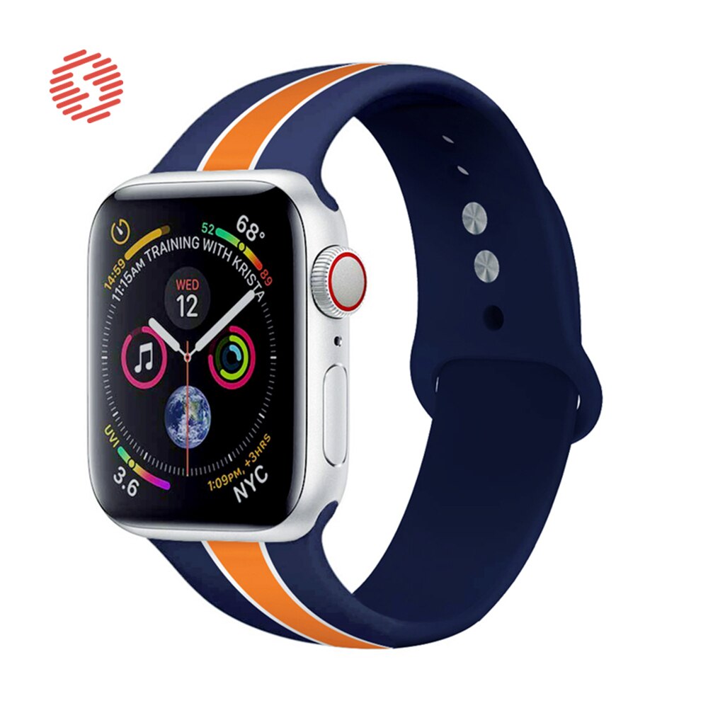 ShengOne Stripe Soft Silicone Sport Band for Apple Watch Series 5 4 40MM 44MM Striated Rubber Strap Replacement 3 2 1 38MM 42MM
