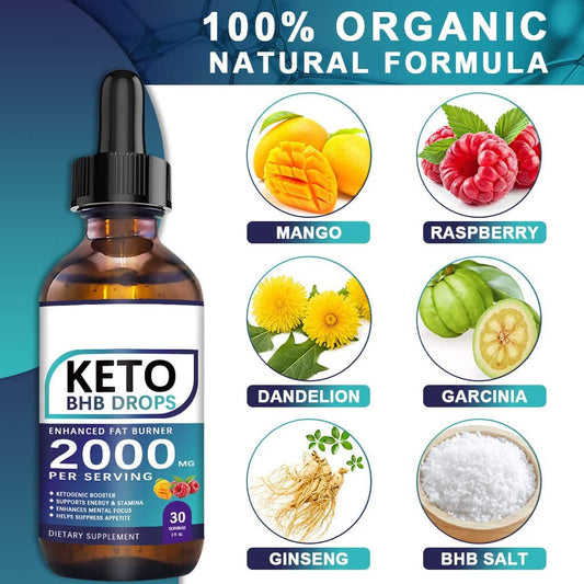 60ML Keto Drops Fat Burner Formula To Boost Metabolism Keto Diet Drops Weight Loss Ketogenic Supplement For Men And Women