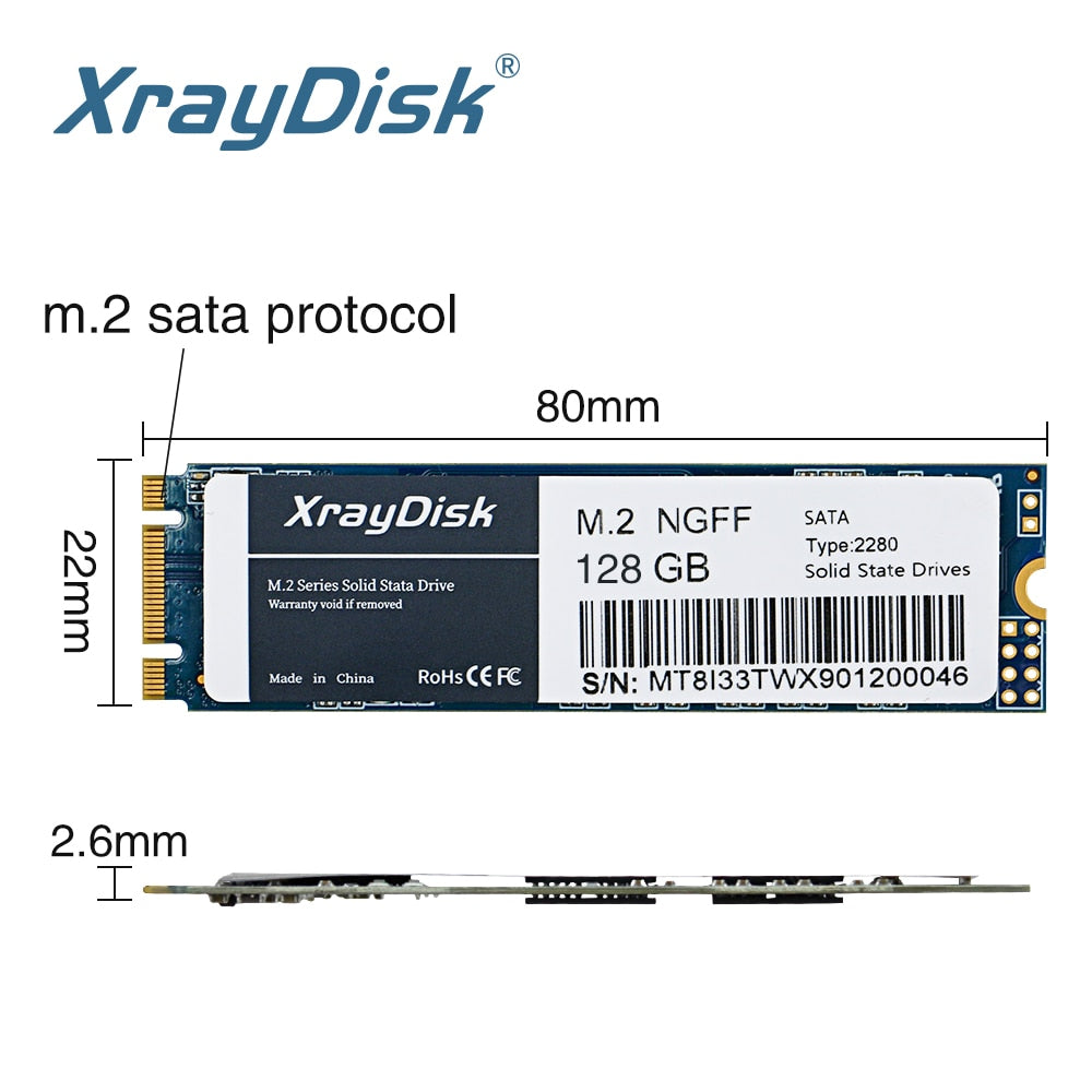 XrayDisk M.2 Sata3 Ssd 120GB 128GB 240GB 256GB 480GB Hdd Ngff 2280mm Disco Duro For Desktop& Laptop.