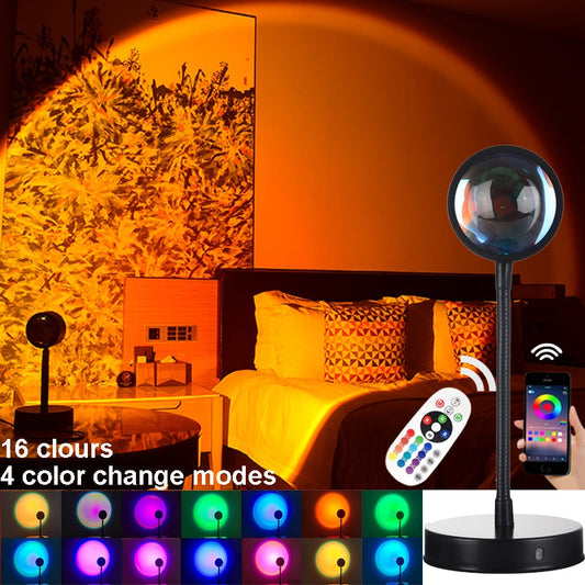 16 Colors Sunset Lamp Led Projector Night Light Living Room BarCafe Shop Background Wall Decoration Lighting For Photographic.
