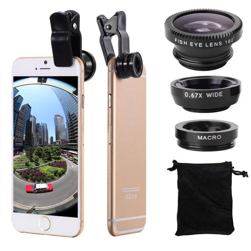Fish Eye Lens Wide Angle Macro Fisheye Lens Zoom For iphone 12 11 XS MAX X Mobile Phone Camera Lens Kit ojo de pez para movil.
