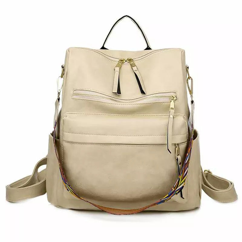 Retro Large capacity Backpack Women PU Leather Rucksack Women's Knapsack Travel Backpacks Shoulder School Bags Mochila Back Pack