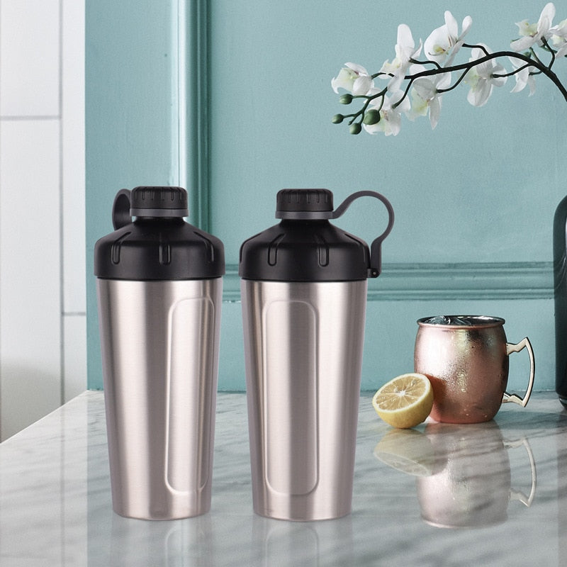 1000ML Big Volume Portable Stainless Steel Shaker With Shake Ball GYM Nutrition Protein Powder Water Bottles