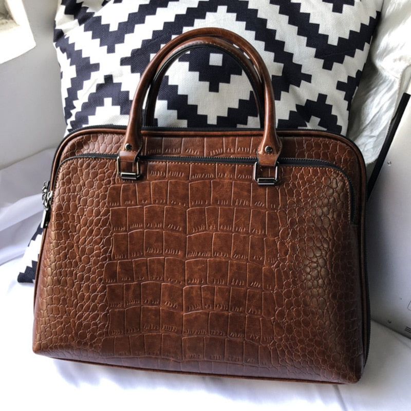 Fashion Women's Leather Briefcase For 13.3" 14.1 Inch Laptop Handbag 2022 Girls Shoulder Bags Woman Work Office Leather Handbags.