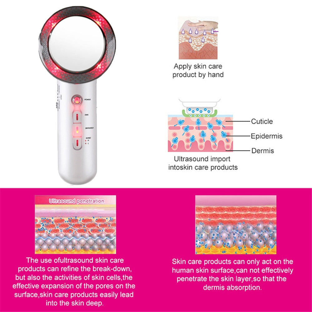 Infrared Ultrasonic EMS Body Slimming Massager Weight Loss Fat Burner Galvanic Therapy Ultrasound Cavitation Beauty Machine.