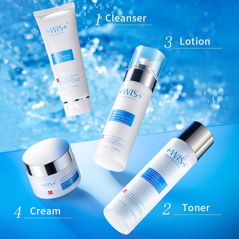WIS Moisturizing Set Oil Control Toner+Cream+Cleanser+Emulsion Refreshing Hydrating Face For Dry Skin Women&Men Skin Care Sets