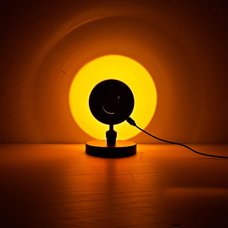 Night Lights Sunset Rainbow Projector Usb Bedside Table Lamp Valentines Day Gift Lamps Bedroom Bar Coffee LED Atmosphere Light.