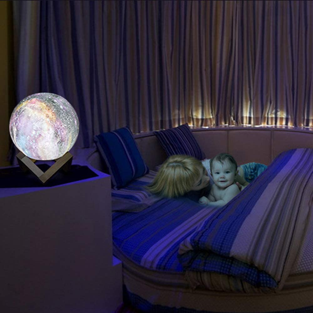 ZK20 3D Printing Moon Lamp Galaxy Moon Light Kids Night Light 16 Color Change Touch and Remote Control Galaxy Light as Gifts.