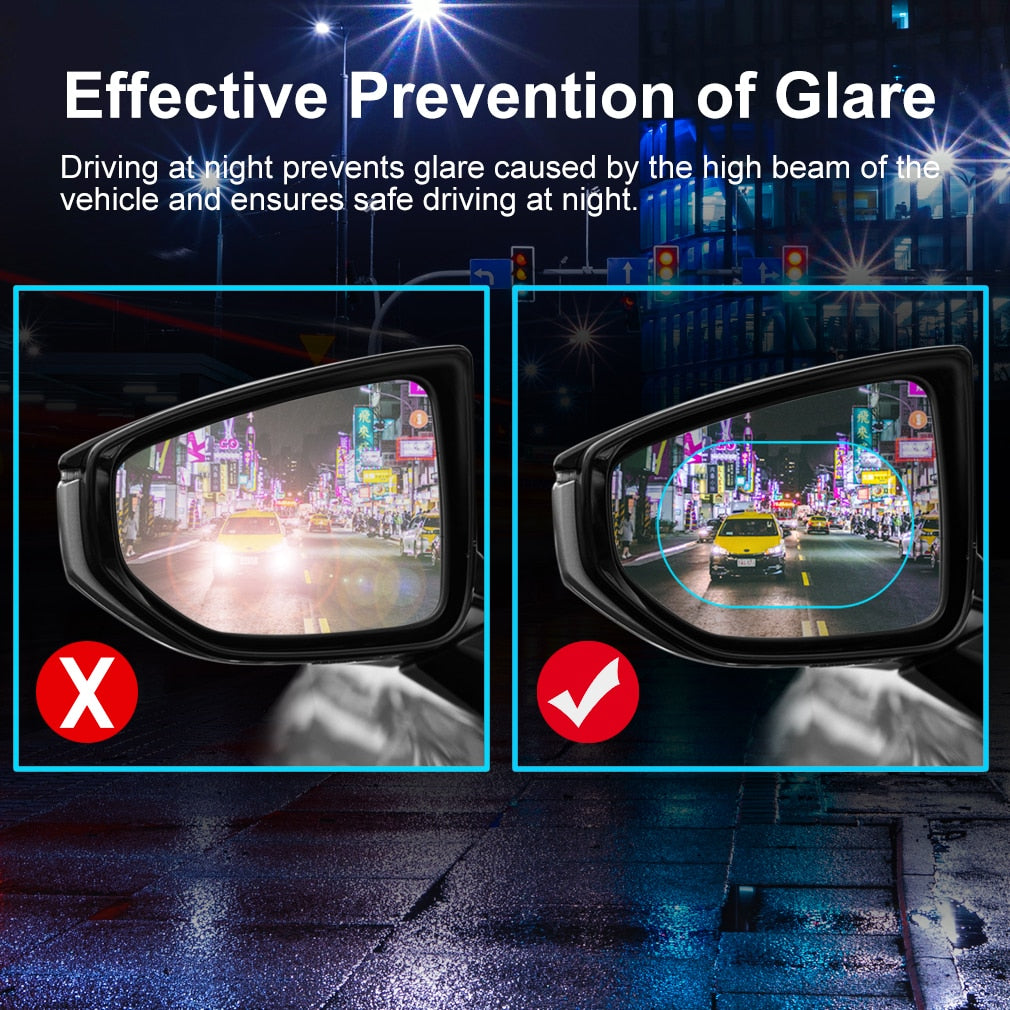 S&D 2PCS Anti Fog Car Mirror Window Clear Film Anti-glare Car Rearview Mirror Protective Film Waterproof Rainproof Car Sticker