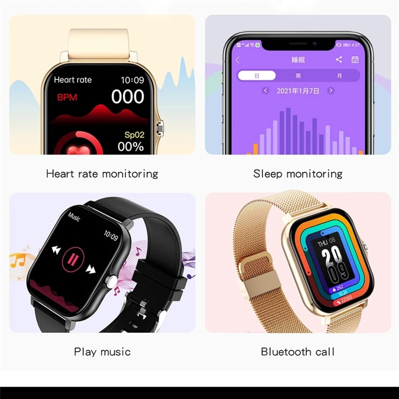 2021 New Women Smart watch Men 1.69" Color Screen Full touch Fitness Tracker Men Call Smart Clock Ladies For Android IOS+BOX.