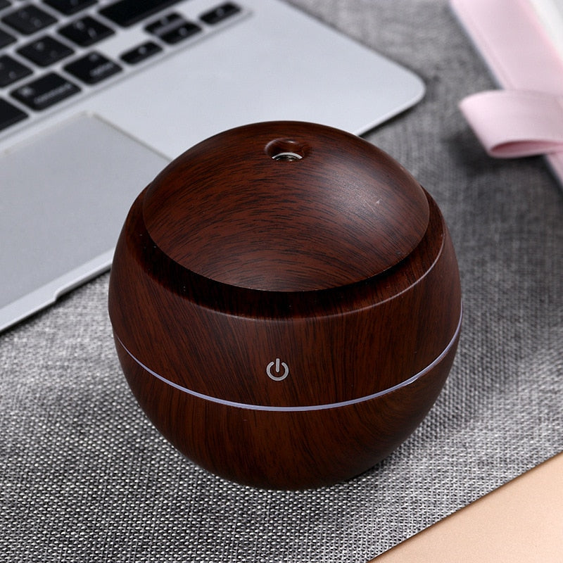 Mini Air Humidifier Ultrasonic USB Aroma Diffuser Wood Grain LED Night Light Electric Essential Oil Diffuser Aromatherapy Home.
