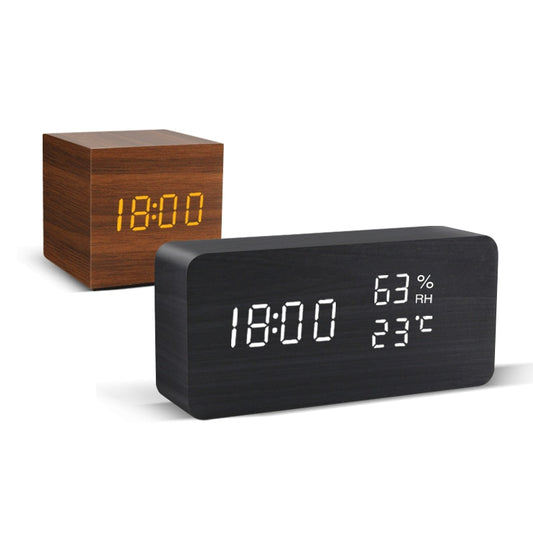 Alarm Clock LED Wooden Watch Table Voice Control Digital Wood Despertador USB/AAA Powered Electronic Desktop Clocks.