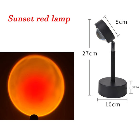 USB Rainbow Sunset Red Projector Led Night Light Sun Projection Desk Lamp for Bedroom Bar Coffee Store Wall Decoration Lighting.
