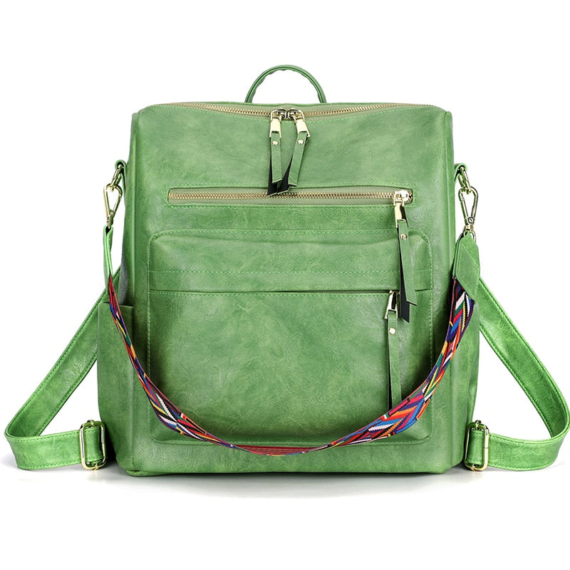 Retro Large capacity Backpack Women PU Leather Rucksack Women's Knapsack Travel Backpacks Shoulder School Bags Mochila Back Pack