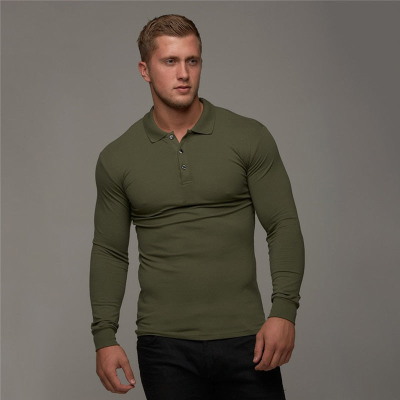 New Brand Cotton Breathable Men's Polo Shirt Fitness Men Cotton Long Sleeve Poloshirt Brands Clothing Autumn Mens Polo Shirts