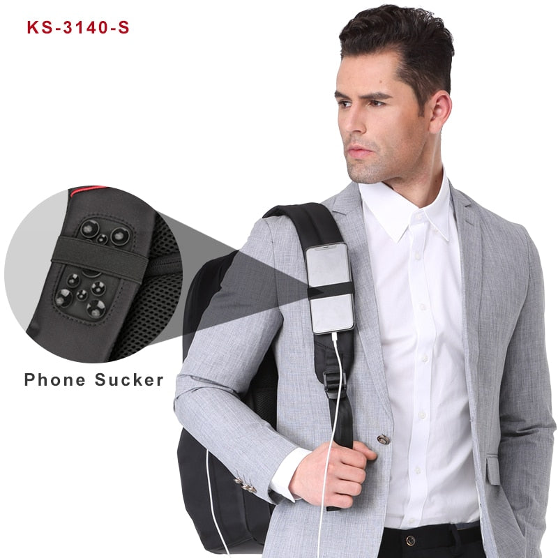 Kingsons 15"17"  Laptop Backpack External USB Charge Computer Backpacks Anti-theft Waterproof Bags for Men Women.