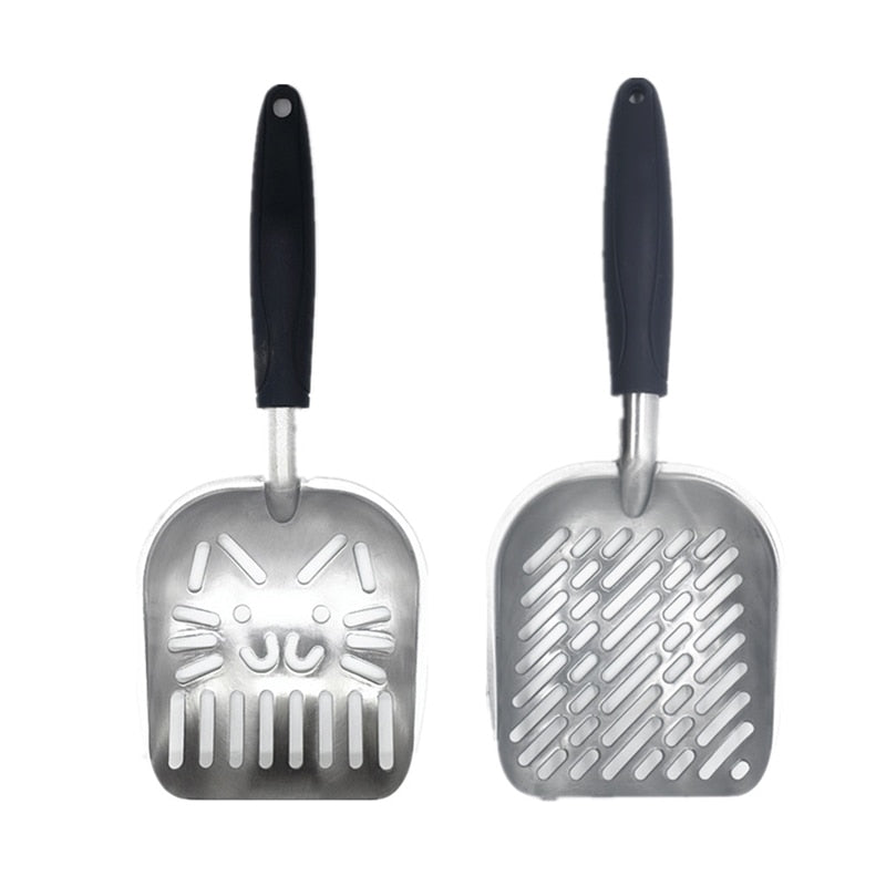 Metal Aluminum Alloy Large Cat Face Cat Litter Scoop Thin Hole Long Handle Tofu Sand Shovel Shit Artifact Cat Toilet Cleaning
