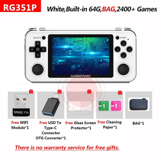 RG351P ANBERNIC Retro Game PS1 RK3326 64G Open Source System 3.5 inch IPS Screen Portable Handheld Game Console RG351gift 2400.