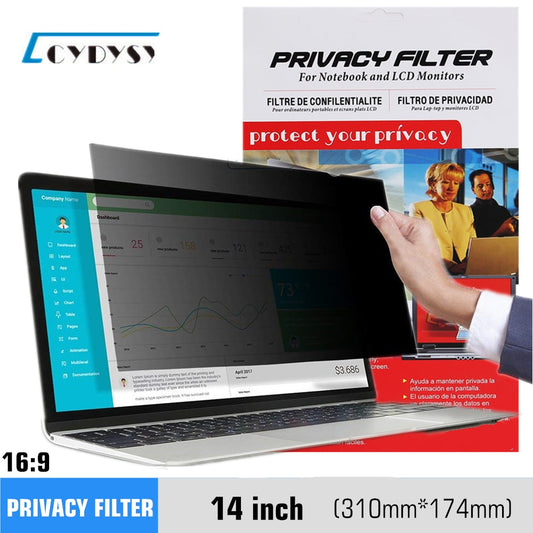 14 inch Privacy Screen Filter Anti-peeping Protector film for 16:9 Widescreen Laptop 310mm*174mm.