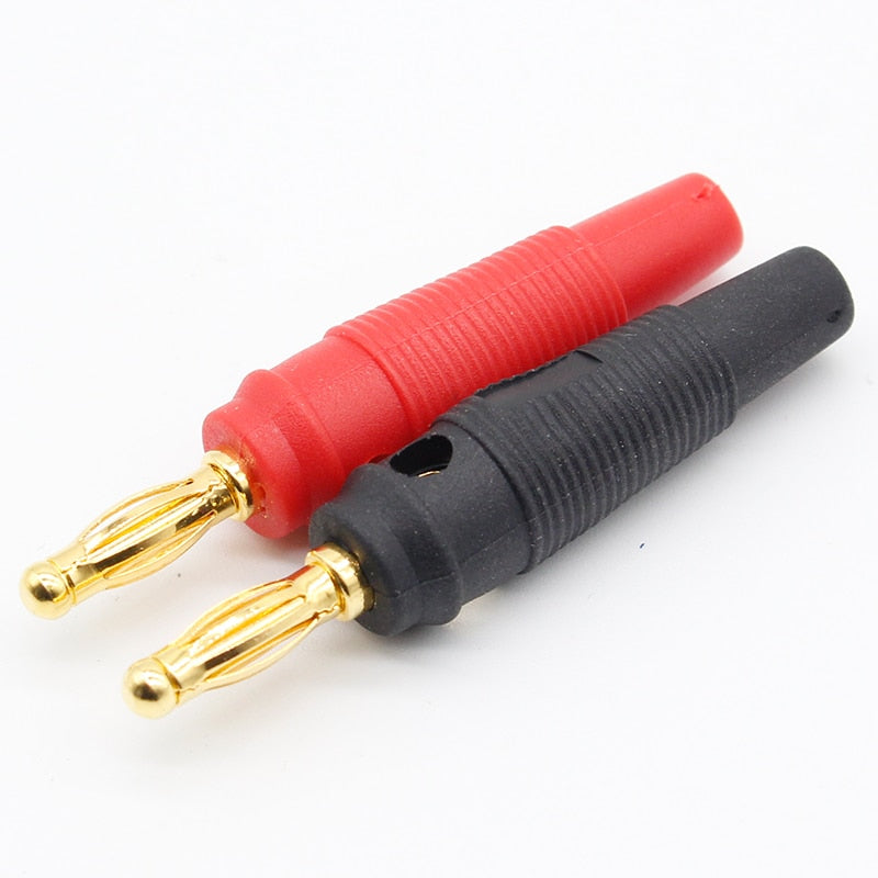 4pcs New 4mm Plugs pure copper Gold Plated Musical Speaker Cable Wire Pin Banana Plug Connectors.