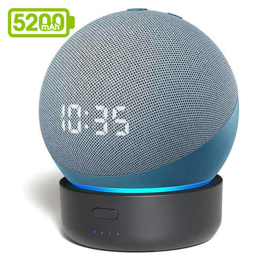 5200mAh Battery Base for Echo Dot 4 4th Gen Smart Alexa Speaker Portable Rechargable Battery Pack for Dot (4th gen) Stand Holder.